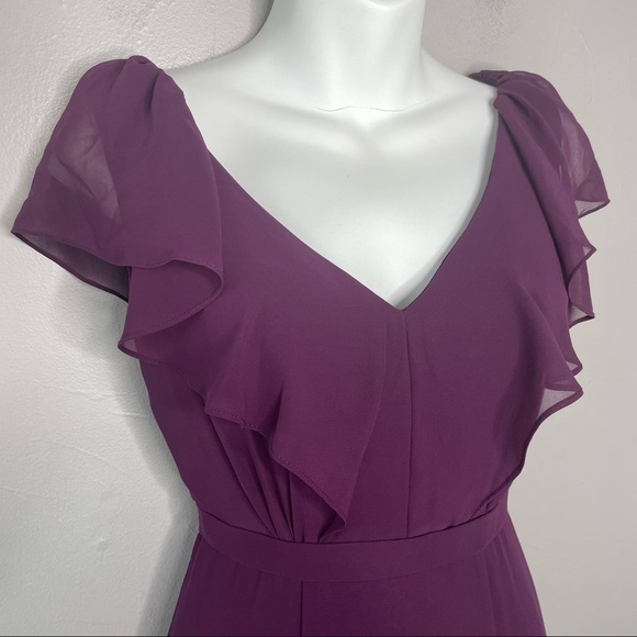 JENNY YOO Purple Cecilia Dress Size 0 Wedding Bridesmaid Formal Maxi Ruffle - Picture 5 of 9